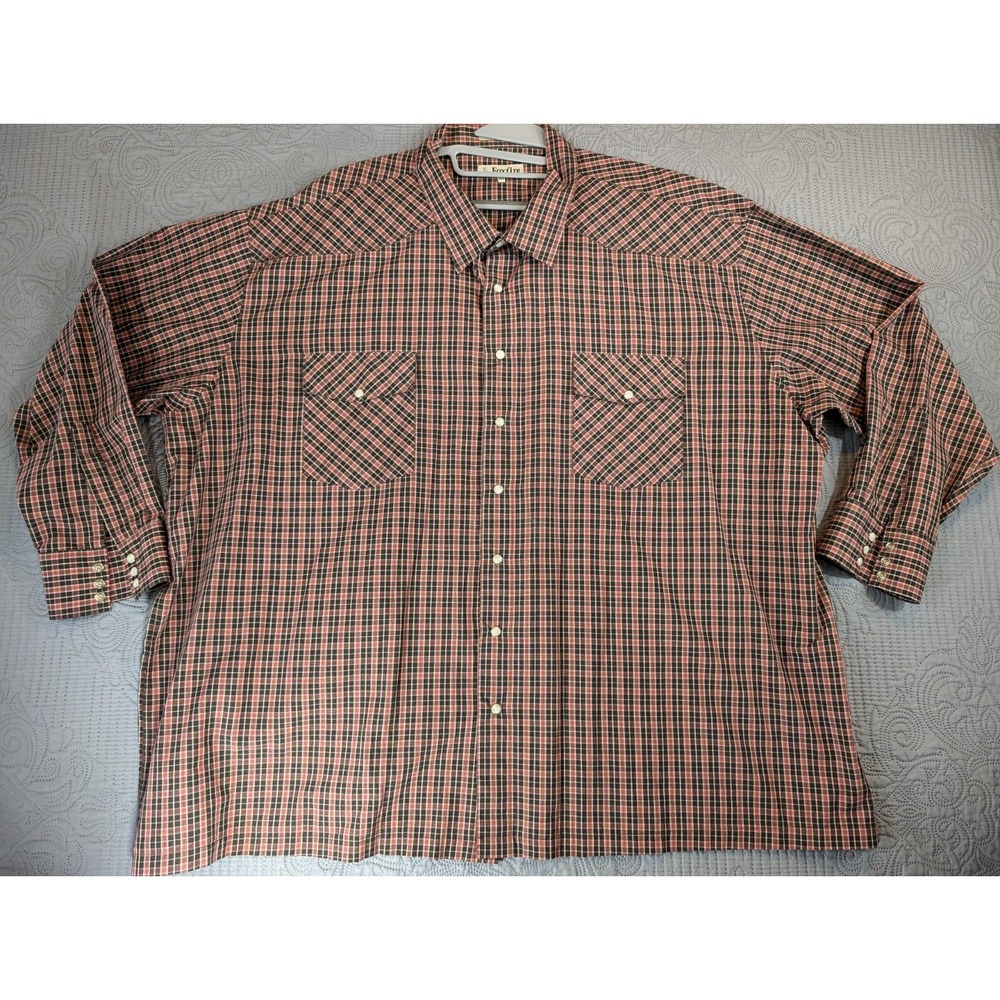 Foxfire Mens 4XB Full Sleeves Multicolor Plaid Pattern Collard Comfortable Shirt
